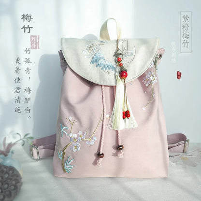 15 Inch Retro Backpack - Handmade Embroidery Canvas Laptop Bag