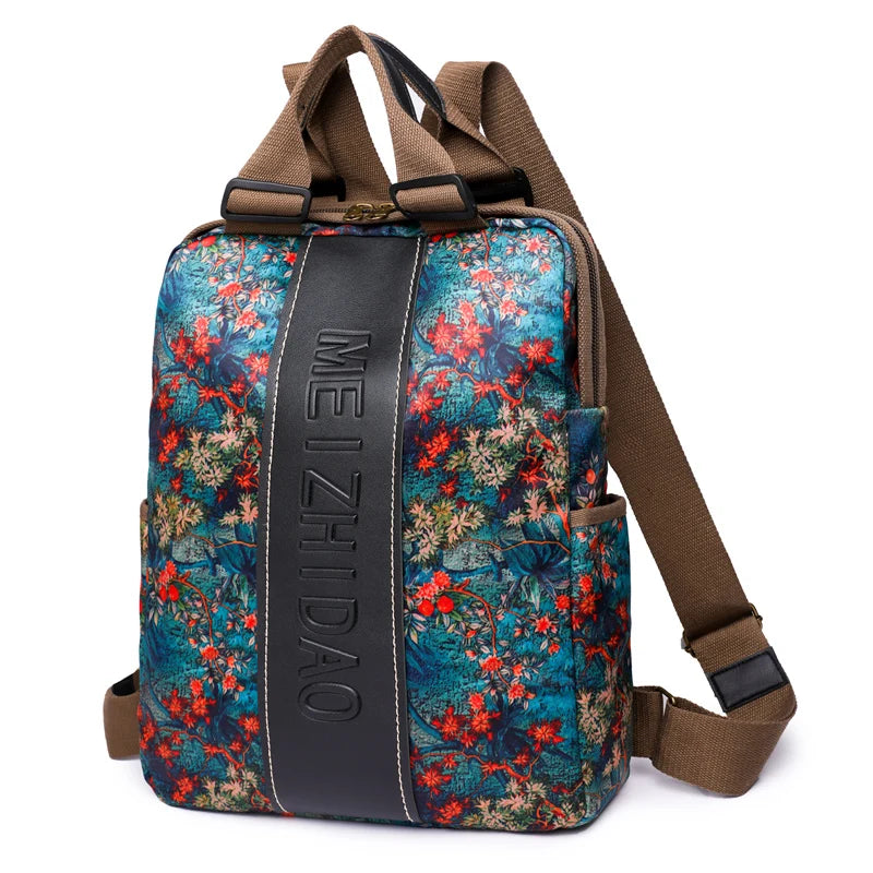 Fashion Designer Canvas Rucksack - Large Travel and School Backpack for Women and Students