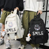 Pocket Front Preppy Style Nylon Backpack - Kawaii Large Capacity School Bag