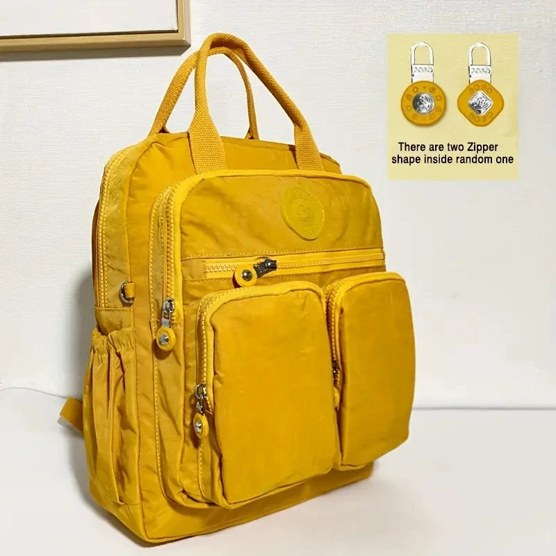 Fashion Waterproof Nylon Backpack - Multi-Pocket Travel School Laptop Bag for Women