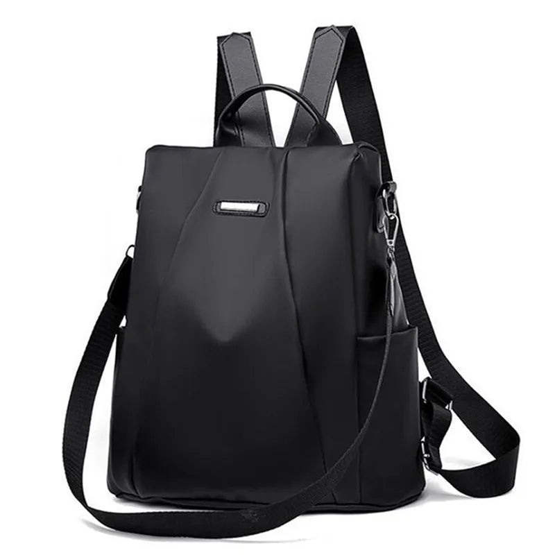 2024 Women's PU Leather Backpack - Classic Black Waterproof Travel Multi-Function School Bag