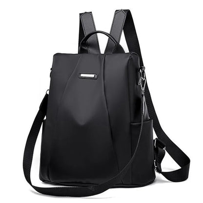 2024 Women's PU Leather Backpack - Classic Black Waterproof Travel Multi-Function School Bag